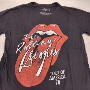 Rolling Stones Band Graphic Crew Neck Short Sleeve Shirt Womens Size S Black Red